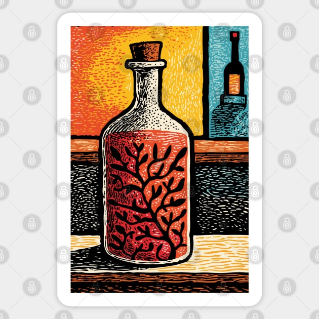 A Thought in a Bottle | Surreal Metaphysical Art Sticker by TuncGK